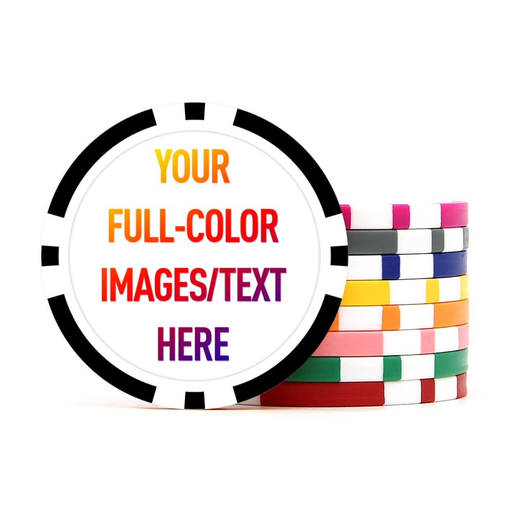 Generic 100 Clay Poker Chips, Put Your Personalized Image and Text on Chips, Poker Card Game Chips Bulk, Poker Games, Home Game Night or Family Gatherings with Friends and Family (Black)