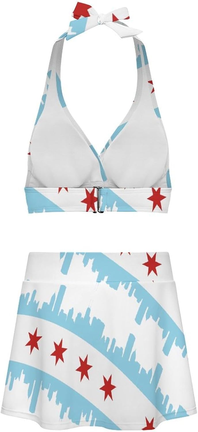 Aruba Flag Women's Two Piece Bikini Sets V Neck Push Up Swimsuit High Waisted Tummy Control Bathing Suit