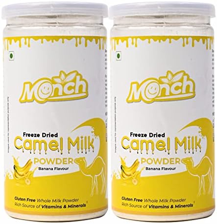 Monch Camel Milk Powder - Camel Milk Powder For Height Growth - Freeze Dried, Banana Flavoured (200g, 100gx2)