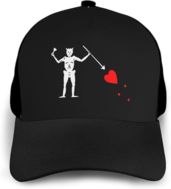 Pirate Flag Blackbeard Baseball Cap for Men Or Women - Outdoors Snapback Adjustable Trucker Hat, Breathable Cotton, Casual Sports Sun Hat, Black