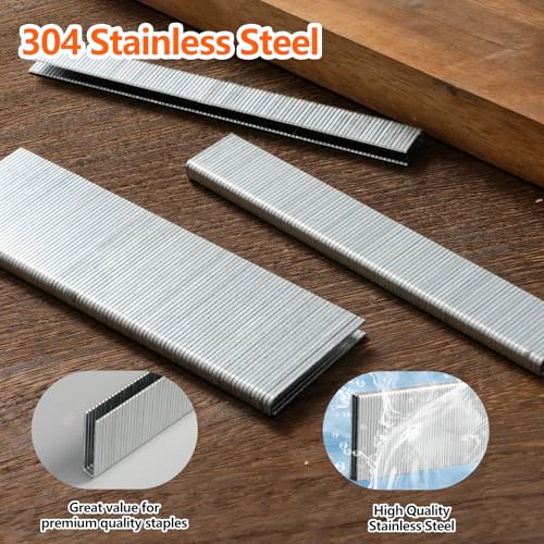Image of 1000-Count 1.0- Inch Length 304 Stainless Steel 18 Gauge 1 /4 Inch Narrow Crown Staples, for Pneumatic, Electric 18GA Stapler Gun