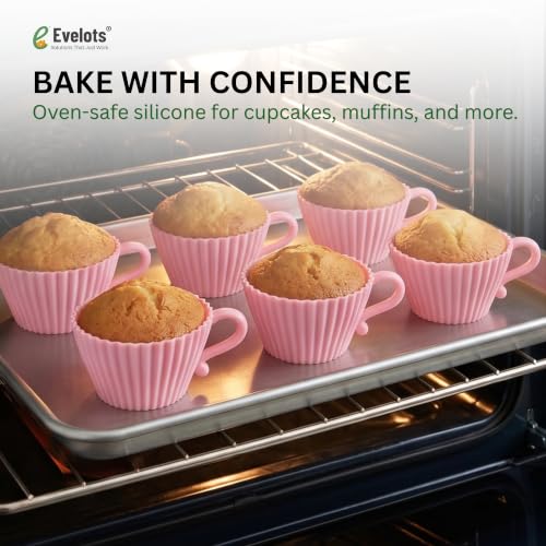 Evelots 12-Piece Silicone Teacup Cupcake Molds, 6 Cups & Saucers, BPA-Free by Evelots - Used condition - Image 3