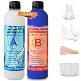 Silicone Mold Making Kit, 30A Blue Platinum RTV-2 Liquid Silicone Rubber 21.2OZ for Casting Resin, Soap, Candle, Clay, DIY Molds -1:1 by Volume with Tool 4 Cups,4 Sticks,2 Droppers,1 Pair Gloves