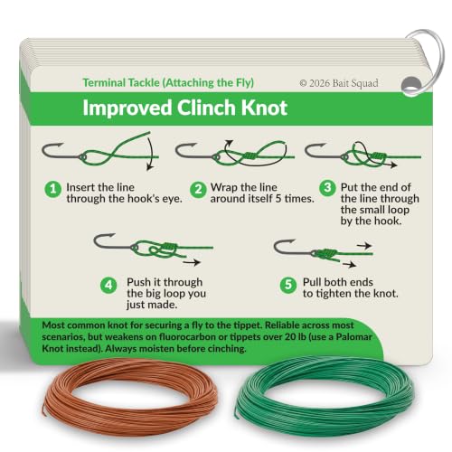 Bait Squad Fly Fishing Knot Cards – 20 Fishing Knots Guide | Waterproof Essential Fly Fishing Gear Accessories & Equipment | 4"×3" Pocket Reference | Perfect Fly Fishing Gift