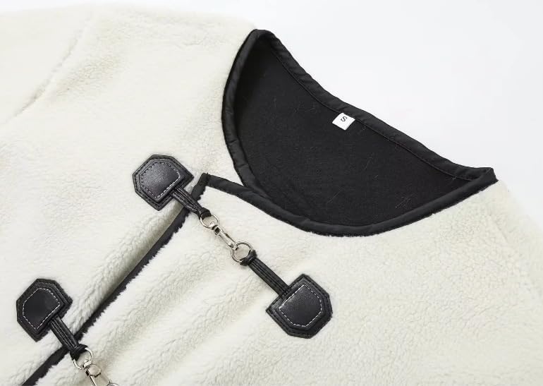 yoeasy Women's Collarless Button Down Sherpa Fleece Jacket Loose Long Sleeve Outwear Coat With Pockets - Image 5