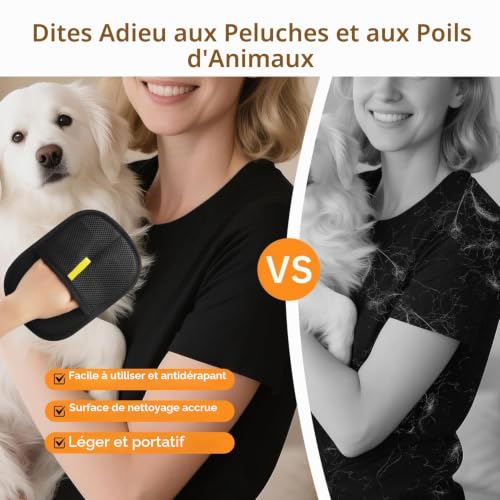 Gants de toilettage pour chat, chien, gants de toilettage pour animaux domestiques, réutilisables pour enlever les poils de chat et de chien pour canapé, meubles, tapis, rideau – vue 6