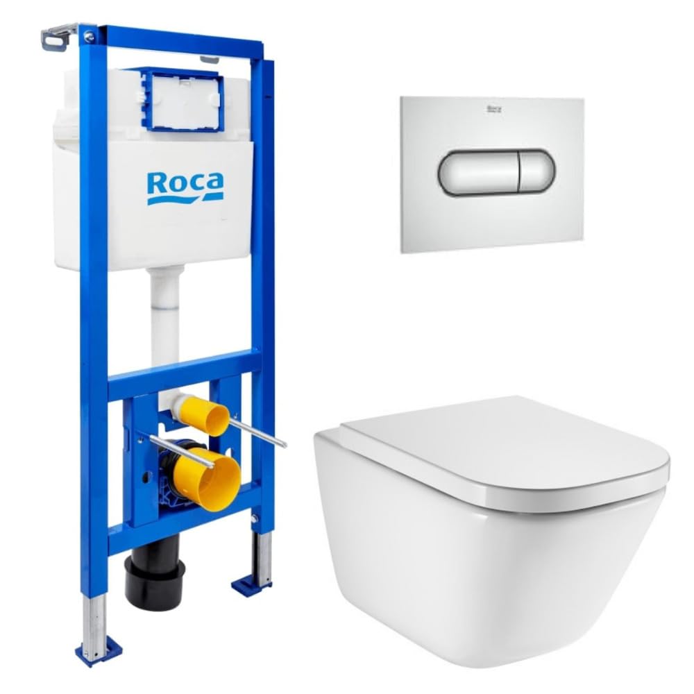 Pack WC Edificio Soporte ECO 2L Swiss Aqua Technologies + WC colgante Roca con tapa SoftClose + placa cromada (ROROGAWR02-FR)