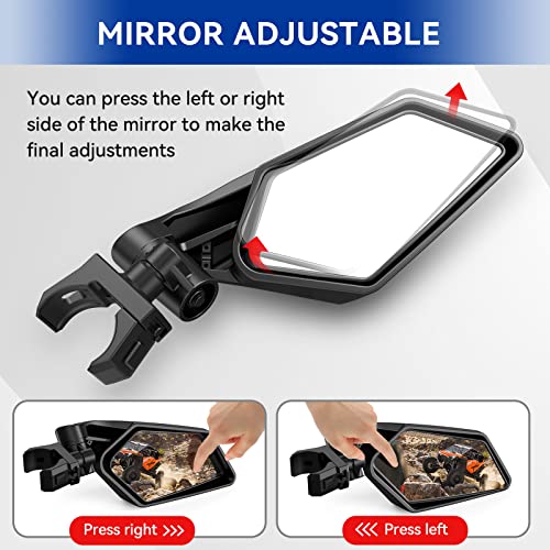 Utv Side Mirrors, Txzsxs Rzr Adjustable Side Mirrors With 1.5”-2” Roll Bar Compatible With Polars Rzr 1000, Can Am Maverick, Kawasaki Mule, Arctic Cat, Wildcat, Pioneer, Rhino, Yamaha Yxz #TOP4