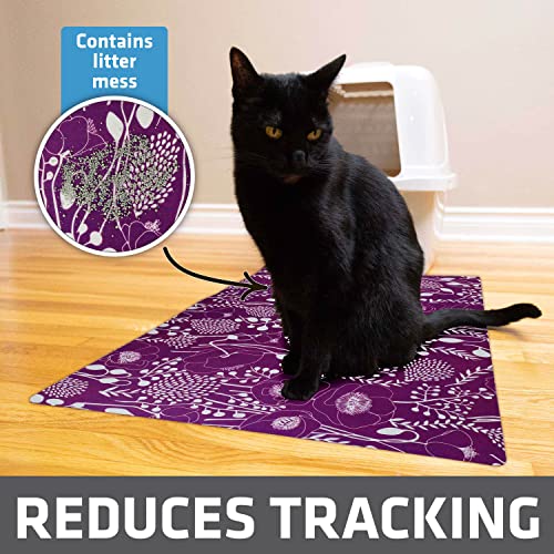 Image of Drymate Cat Litter Box Mat, Litter Trapping Mat, Waterproof, Urine-Proof, Absorbent, Machine Washable, Soft on Paws, Contains Mess, Protects Floors, Kitten Supplies, Purple, 20x28