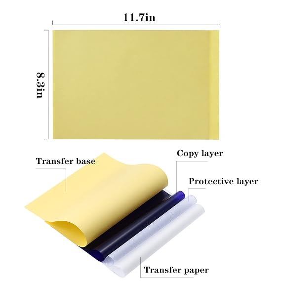 100 Sheets Tattoo Transfer Paper 4-Layer Thermal Stencil Paper for Tattoo Artists & Beginners A4 Size, Clean, Long-Lasting Transfer Easy Application