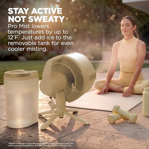 Image of Shark FlexBreeze Pro Mist 2-in-1 Fan with Integrated Mist, Yellow, FA300YL | Corded /Cordless, Pedestal to Tabletop, up to 24-Hr Battery, up to 70 Ft of Power, 5 Speeds, with Integrated Misting Tank