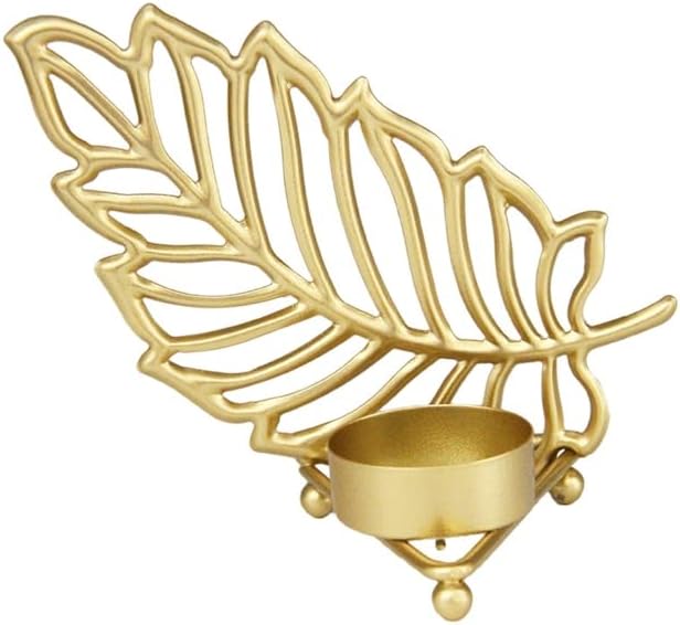 ディスプレイ 燭台 金属製 キャンドルホルダー 金色の葉の装飾付き ウェディング センターピース キャンドルスティック ホルダー ロ