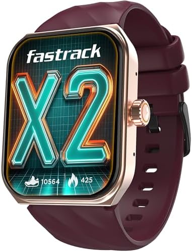 Fastrack New Limitless X2 Smartwatch|1.91" Ultravu with Rotating Crown|60 Hz Refresh Rate|Advanced Chipset|Singlesync Bt Calling|Nitrofast Charge|100+ Sports Mode|Upto 5 Day Battery|Ip68,Wine Red