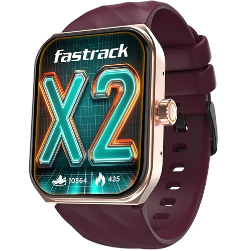 Fastrack New Limitless X2 Smartwatch|1.91' Ultravu with Rotating Crown|60 Hz Refresh Rate|Advanced Chipset|Singlesync Bt Calling|Nitrofast Charge|100+ Sports Mode|Upto 5 Day Battery|Ip68,Wine Red