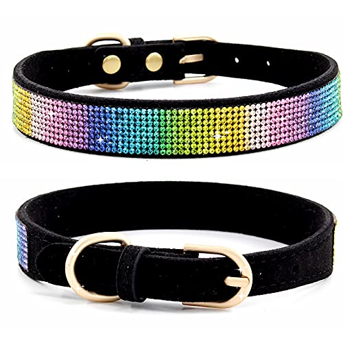 Elegel Hundehalsband kleine Mittel Hunde Glitzer aus Koreanischer Samt mit Strass, Haustiere Krawatte und Anti-verlorene Handynummern Anhänger Cover