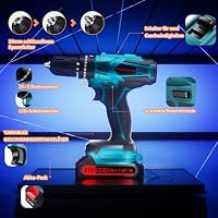 Olubfdh Akkuschrauber, 21V Akku Bohrschrauber mit 2 Akkus 2000mAh und Ladegerät 45Nm Drehmoment Max 25+3 Drehmomentstufen (2-Gang & LED) für Haus und Garten DIY Projekt (Blau) – Ansicht 5
