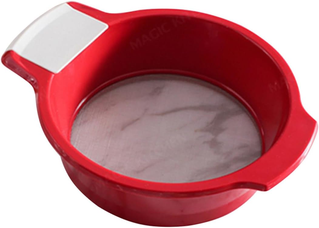 MAGICLULU Large Red and White Flour Sifter with Handle for Home and Restaurant Use Rust-resistant Lightweight Powder Strainer Multipurpose Cake Baking Filter for Bread Pizza Dough and