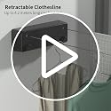 Image of Retractable Heavy Duty Double Clothesline for Drying Clothes Indoor Outdoor | Dual 13.8 ft Stainless Steel Ropes | Wall Mounted or No-Drill Laundry Drying Rack for Balcony(Dual Liner White)