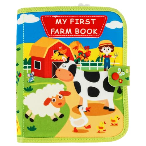 PATNFR Montessori Soft Baby Felt Books Farm Busy Book Educational Learning Sensory Toy Early Development Interactive Quiet Books for Boys Girls Christmas Birthday Gifts Toddlers Travel Toy (Farm)