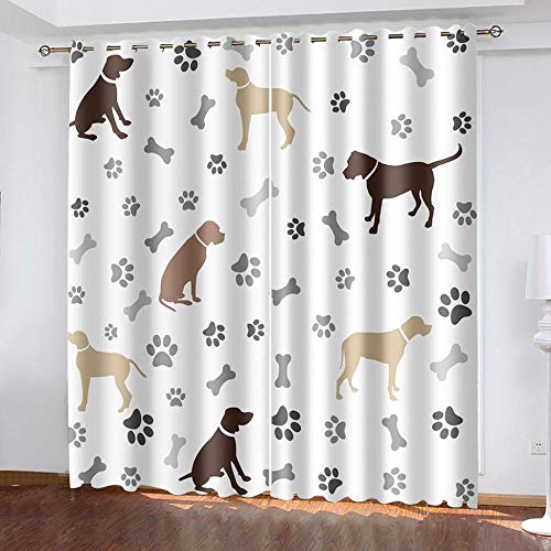 DRFQSK Verdunkelungsvorhänge 3D Digitaldruck Modekunst Hund Ösen Vorhang 2Er Set 160 X 70 cm(H X B) Verdunkelungsvorhang Blickdicht Gardinen Kinderzimmer Schlafzimmer Wohnzimmer Thermovorhang Cover