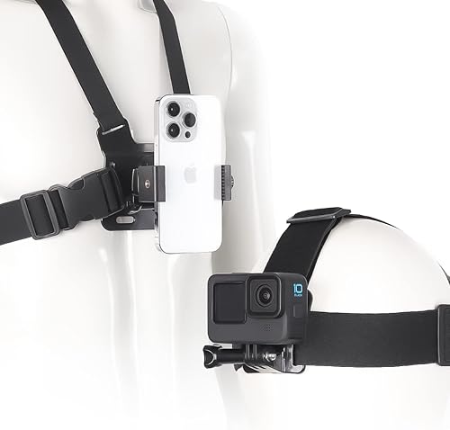 Lupholue Arnés para teléfono móvil, correa para el pecho, compatible con GoPro Hero 11, 10, 9, 8, 7, (2018), 6 5, Hero Black, Session, Xiaomi Yi,
