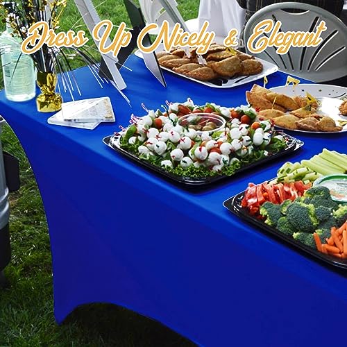 BRILLMAX 4 Pack Royal Blue Spandex Table Covers for 6 Ft Rectangle Tables - 180 GSM Thick Stretch Tablecloth Fitted, Reinforced Foot Pockets, Wrinkle Free Cloth for Wedding Banquet Party Trade Show by BRILLMAX - Image 7