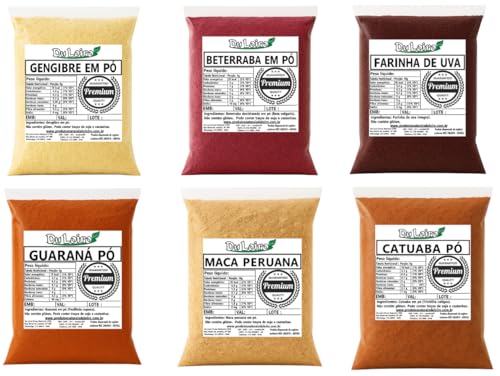 Kit Gengibre-Guaraná-Catuaba-Maca Peruana-Beterraba-Farinha de Uv...