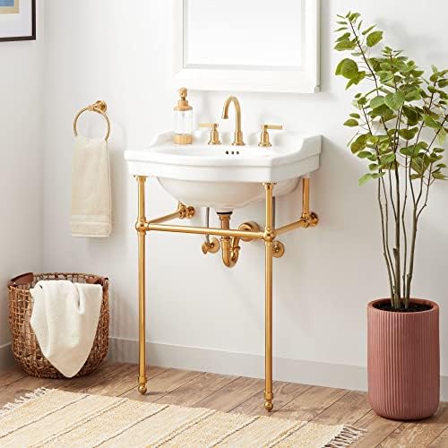 Signature Hardware 480504 Cierra 24-1/4" Vitreous China Console Bathroom Sink with 3 Faucet Holes at 8" Centers