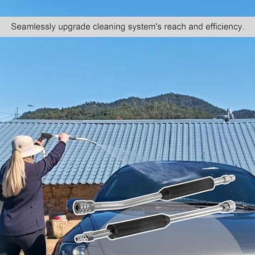 Image of Raincovo Pressure Washer Extension Wand, Anti-Slip Grip Power Washer Lance for Car Washing, Curved Angled and Straight Wand Replacement, 2 Pack, 1 /4'' Quick Connect