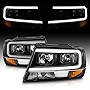 AmeriLite for 1999-2004 Jeep Grand Cherokee LED Light Bar Clear Black Replacement Headlights Set - Driver and Passenger Side