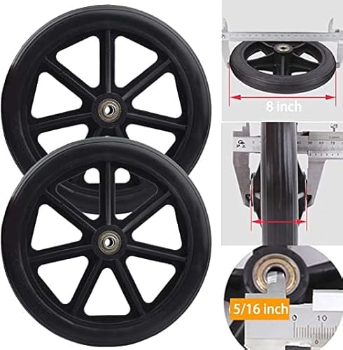 2Pcs Wheels Replacement For Wheelchairs, 8" X 1" Rollator Wheels, Anti-Slip Replacement Casters Rollers Wheels Universal Wheelchair Replacement Wheel Accessories (Black) #TOP1