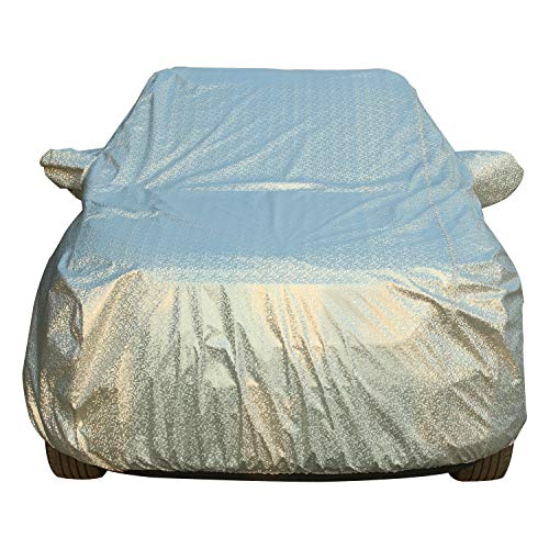 Image of Allextreme Car Body Cover for Hyundai Santro All Models & Years 100% Waterproof Triple Stitched with Mirror Pockets Full Bottom Elastic Dustproof Heat & UV Resistant Full Body Protection (Silver)