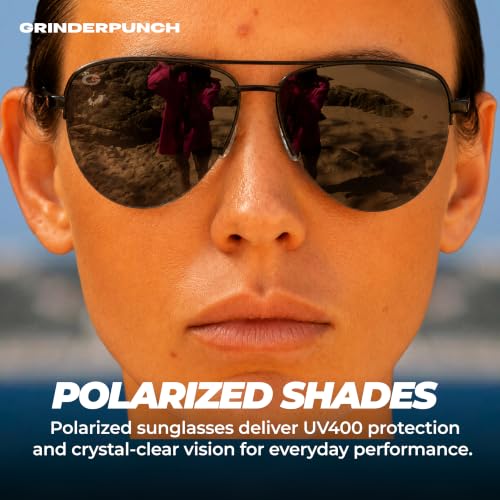 Image of grinderPUNCH Polarized Aviator Sunglasses Men Women 70s Retro Costume UV400