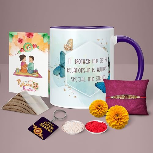 Image of Raksha Bandhan Gifts Printed Mug with Keychain Best Rakhi Combo Gift for Brother & Sister Rakshabandhan Return Gifts for Sister White 350ml Coffee Mug(Pack of 5)(Combo Set)(RMCKRCG1004)