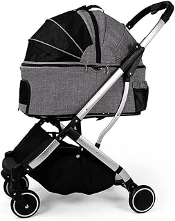 Carrinho de passeio para cães de estimação para cães médios Carrinho de bebê premium para cães de 44 libras Carrinho de passeio para gatos Carrinho de bebê dobrável Carrinho de bebê com 4 rodas com destacável (cinza a)