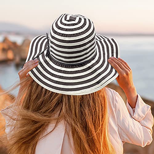 Lenikis 4587C3 Womens Straw Hat Roll-Up Foldable Straw Sun Hat Women Visor Hat Wide Brim Womens Beach Hat Khaki thumb #3