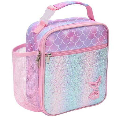 Bagseri Kids Lunch Box for Girls - Insulated Toddler Lunch Bag Fits Bento Box, Reusable Daycare Cooler Tote with Clip Handle, Water-Resistant Lining,...