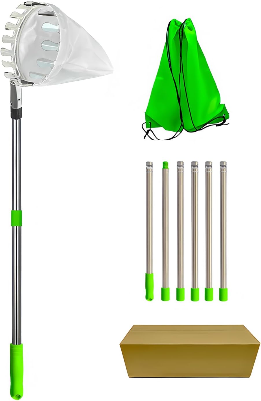LeJoy Garden Fruit Picker Pole with Fabric Basket,13FT Lightweight Stainless Steel Pole with Twist-On Basket,Fruit Catcher Equipment Tree Picker for Apple Orange Avocado Acorn Lemon Pear Mango
