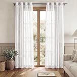 PONY DANCE White Voile Curtains 90 Drop Pair - Privacy Net Curtains for Living Room/Bedroom/Patio Door, Lightweight Semi Translucent Sheer Panels with Elegant Eyelet Top, Set of 2, 52x90 inches