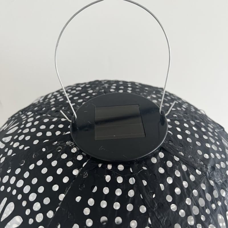 5 x Lampion Solaire avec Motif - Ovale - 35 l x 25 h - Noir