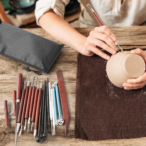 23PCS Clay Tools Sculpting, Ceramic & Pottery Modeling Tool, Ceramics Tools Set, Polymer Tools Kit, Air Dry Clay Tools for Carving, Molding, Pottery Wheel, Crafting Supplies, Pros, Beginners, Adults - Thumbnail 6