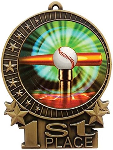 Express Medals 1 to 50 Packs - 3" T-Ball Tee Ball 1st Place Gold Medal with Neck Ribbon Award XMDMY4