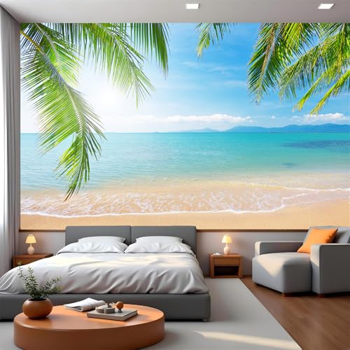 FLFK Palm Tree Tropical Beach Wall Murals Peel and Stick