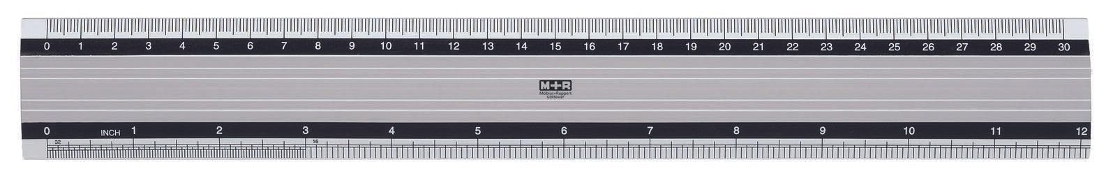M + R 18300000 Ruler Aluminium 30 cm cm and inch Scaling