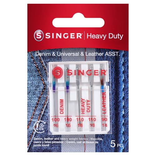 SINGER Heavy Duty Needles 90/14 100/16 110/18 Denim Leather 5-Count