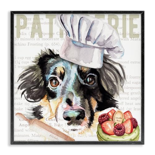 Sheltie Dog Kitchen Bakery Watercolor, 12 x 12 Inch Framed Giclée Print