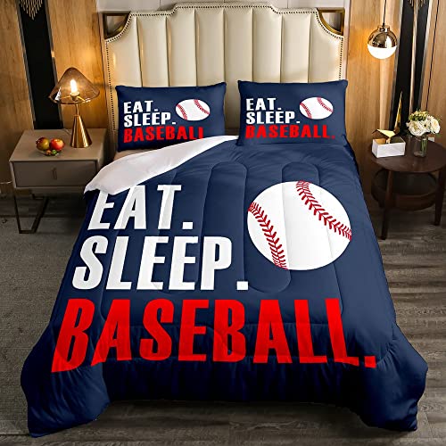 Image of Feelyou Baseball Bedding Set Queen Size 3Pcs for Boys Girls Women Men