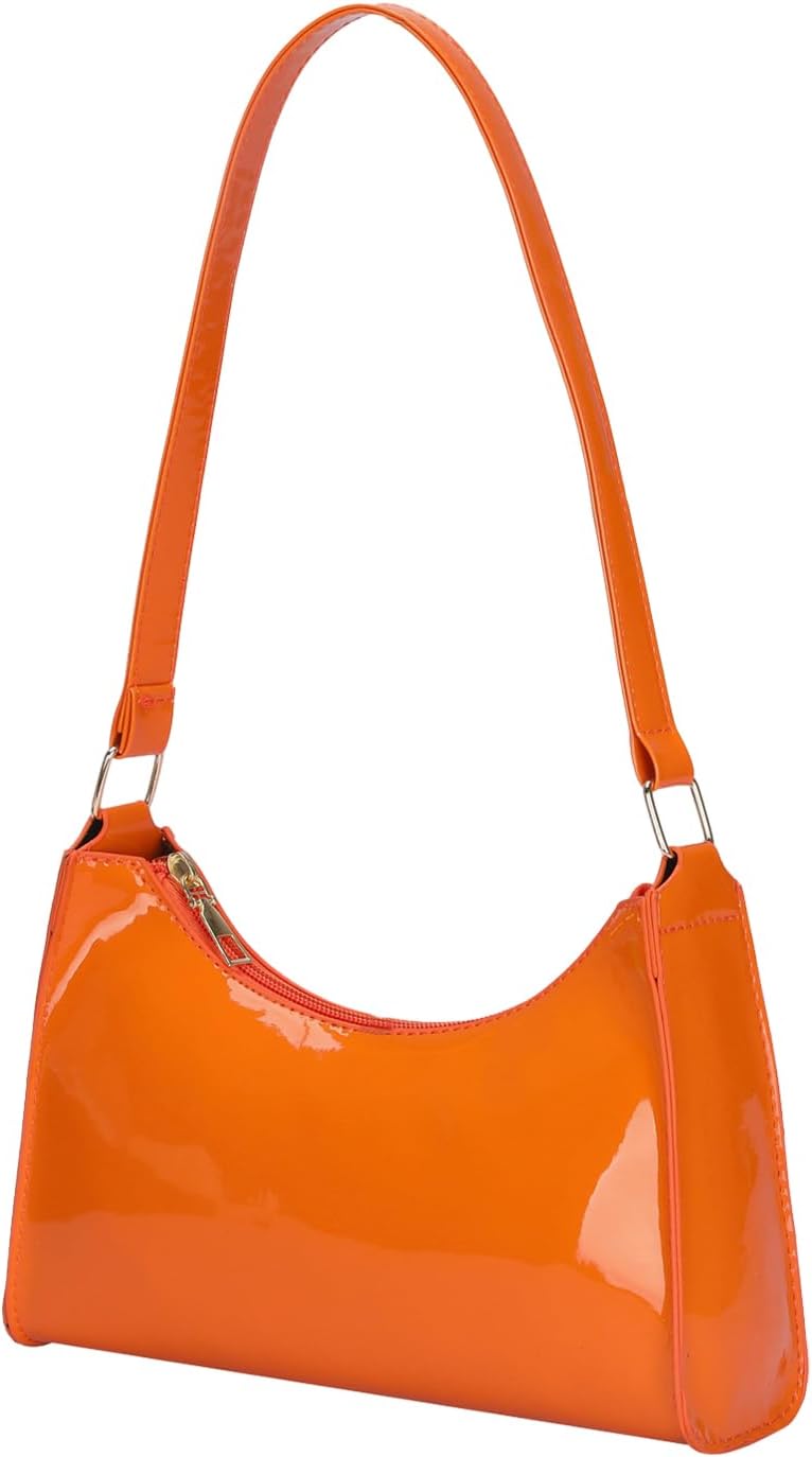 QWINEE Women's Artificial Patent Leather Tote Bag for Women Zipper Square Satchel Purse Ladies Shoulder Crossbody