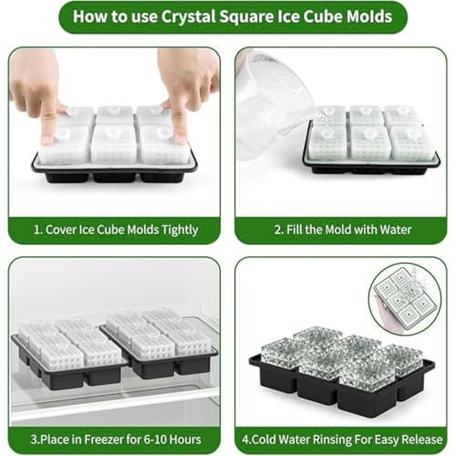 Image of Premium Large 3D Crystal Square Ice Cube Tray, Silicone Molds for Chilling Drinks, Chocolates, Juice, Jelly and Many More. (Green)