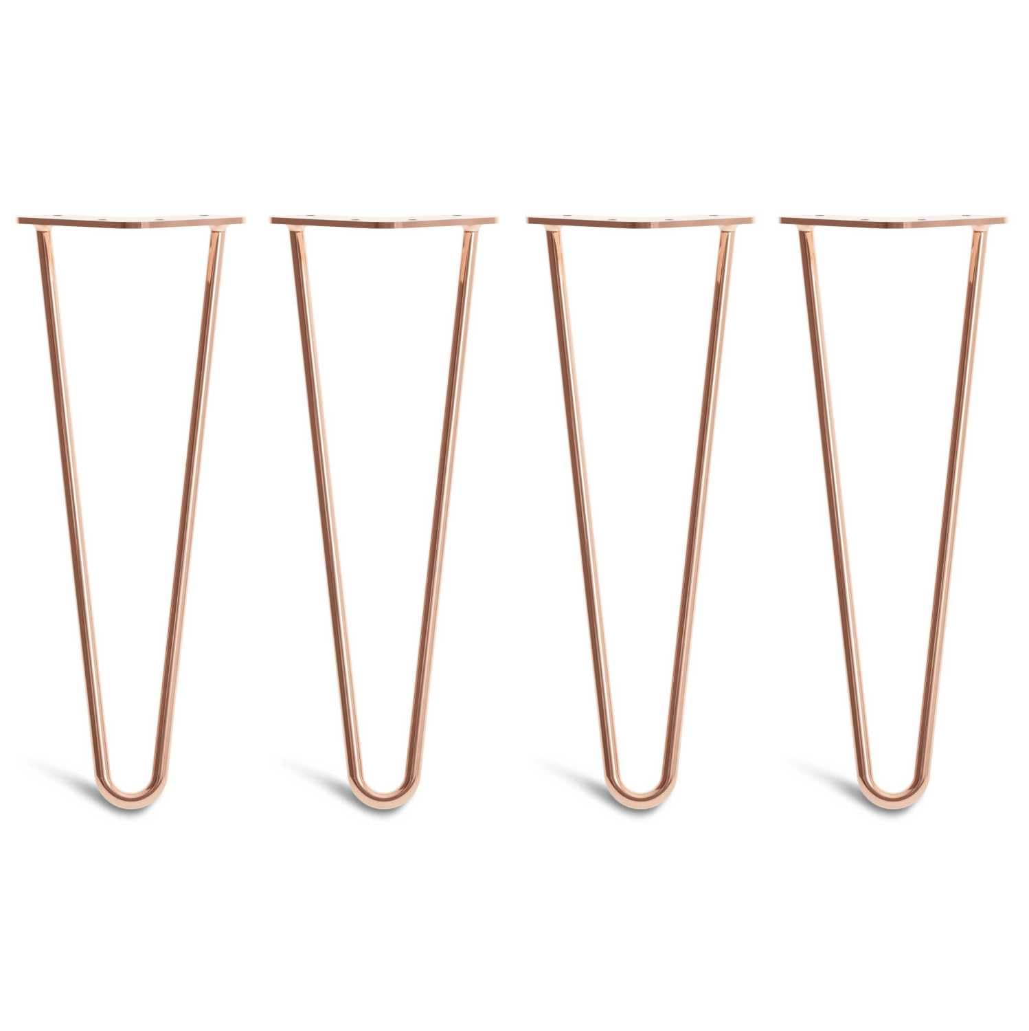 [HLC] 4 x Hairpin Table Legs – Superior Double Weld Steel Construction With Screws, Build Guide & Protector Feet Worth £8 Included! – 10mm Steel [14"/35cm,Copper]